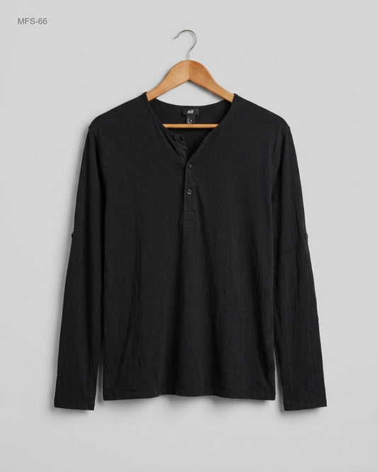 Premium Condition Men's Full Sleeves T-Shirt | Preloved H&M | Black Cotton | Thrift Shop for Men Islamabad Pakistan | OTS