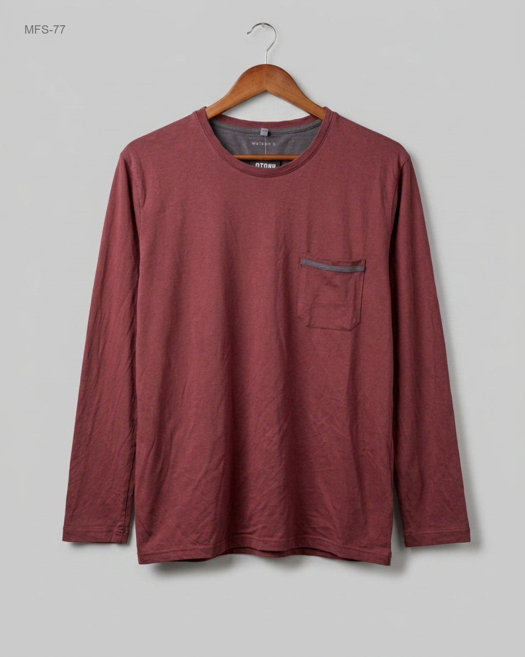 Shop Excellent Men's Full Sleeves T-Shirt by WATSONS | Preloved Branded Clothes | Maroon Cotton | Men | OTS Thrift Store Islamabad Pakistan