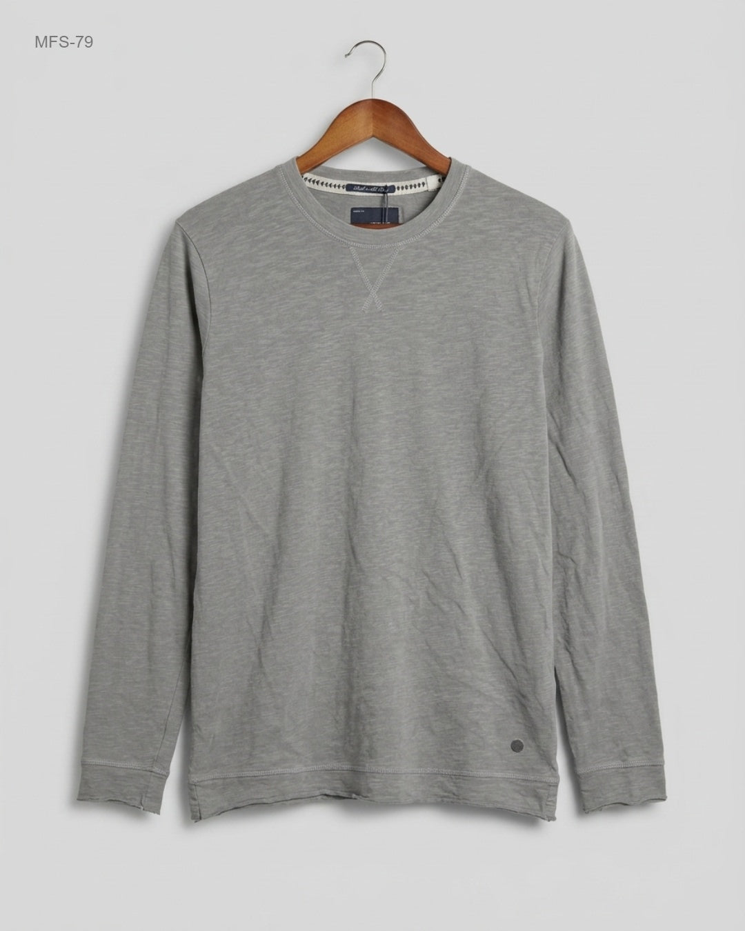 Preloved Excellent Men's Full Sleeves T-Shirt by ESPRIT, Grey Cotton for Men - OTS Thrift Shop Peshawar Pakistan