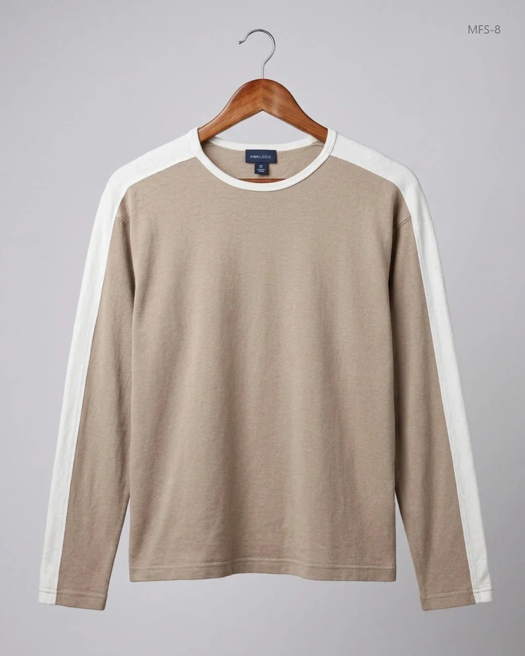 Shop Premium Men's Full Sleeves T-Shirt by H&M | Preloved Branded Clothes | Beige Cotton | Men | OTS Thrift Store Peshawar Pakistan