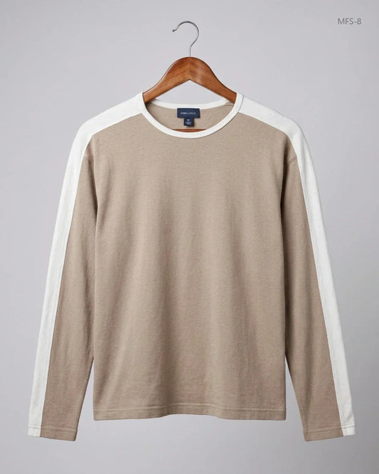 Shop Premium Men's Full Sleeves T-Shirt by H&M | Preloved Branded Clothes | Beige Cotton | Men | OTS Thrift Store Peshawar Pakistan
