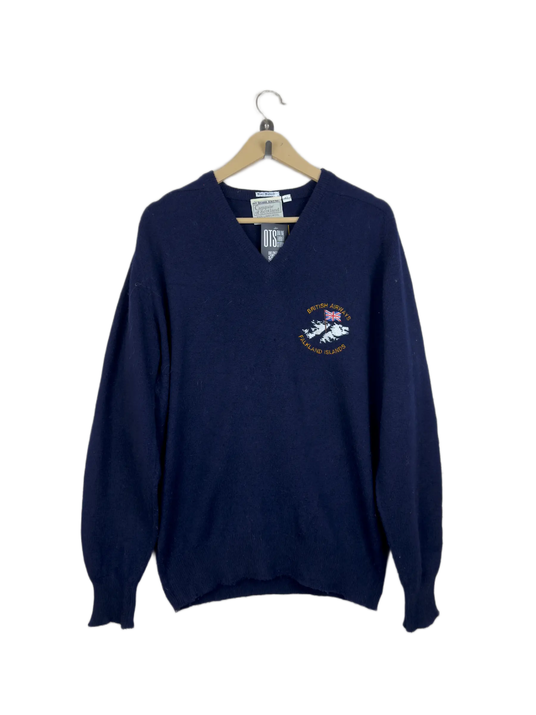 Secondhand Branded Men's Jumpers & Sweaters by Campsie of Scotland, Navy Blue Lambswool fabric, Excellent condition, for Men - Online Thrift Shop Peshawar Pakistan
