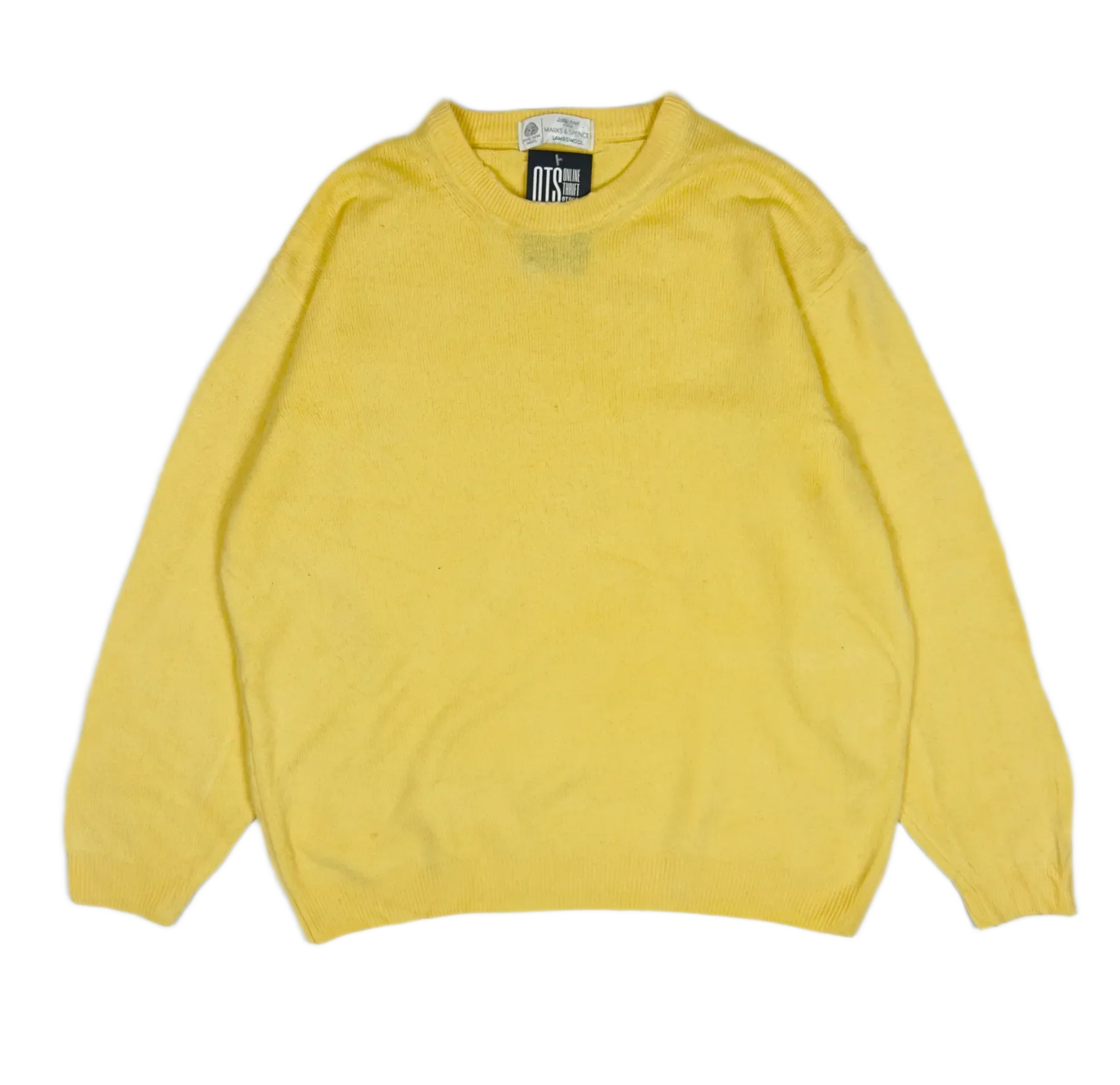 UK Imported secondhand Men's Jumpers & Sweaters - Marks & Spencer brand, Yellow Lambswool, Premium condition, for Men - Online Thrift Store Islamabad Pakistan