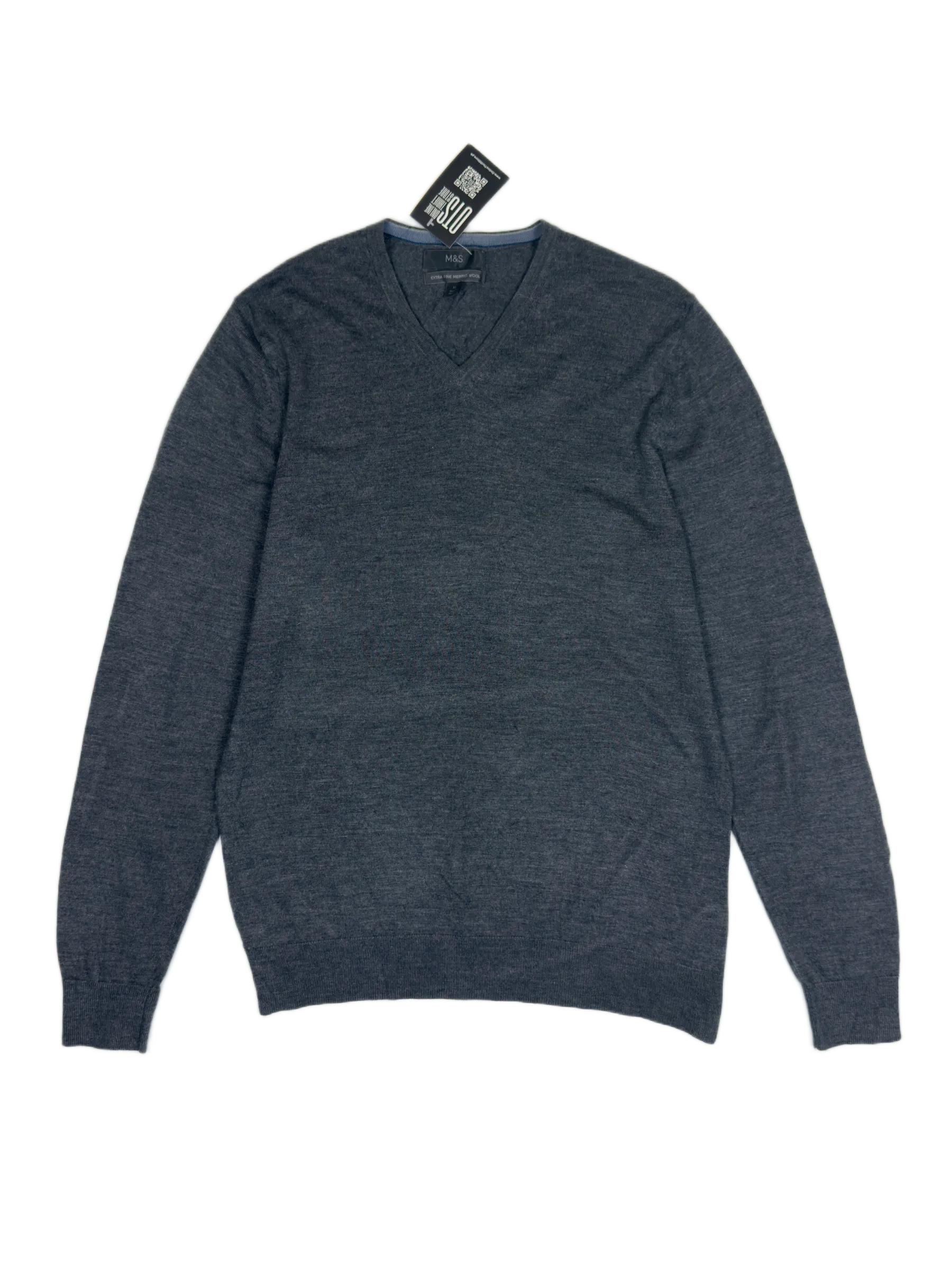 Secondhand Branded Men's Jumpers & Sweaters by Marks & Spencer, Grey Wool fabric, Good condition, for Men - Online Thrift Shop Karachi Pakistan
