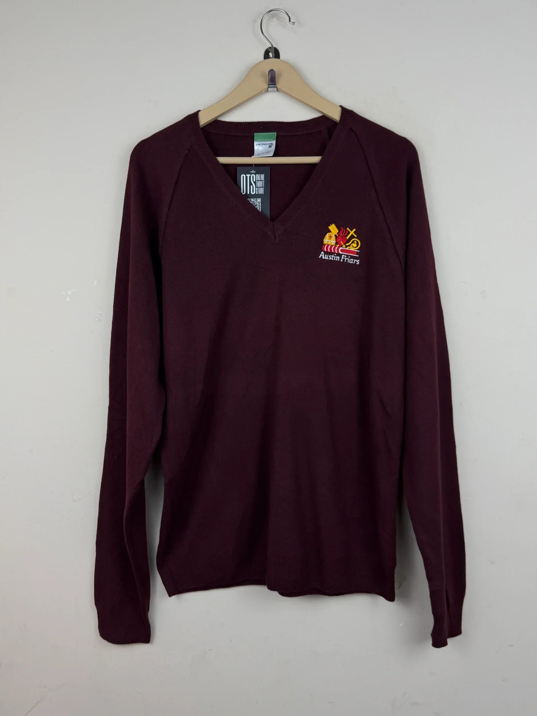 Preloved Excellent Men's Jumpers & Sweaters by PERPORMA, Maroon Cotton for Men - OTS Thrift Shop Peshawar Pakistan