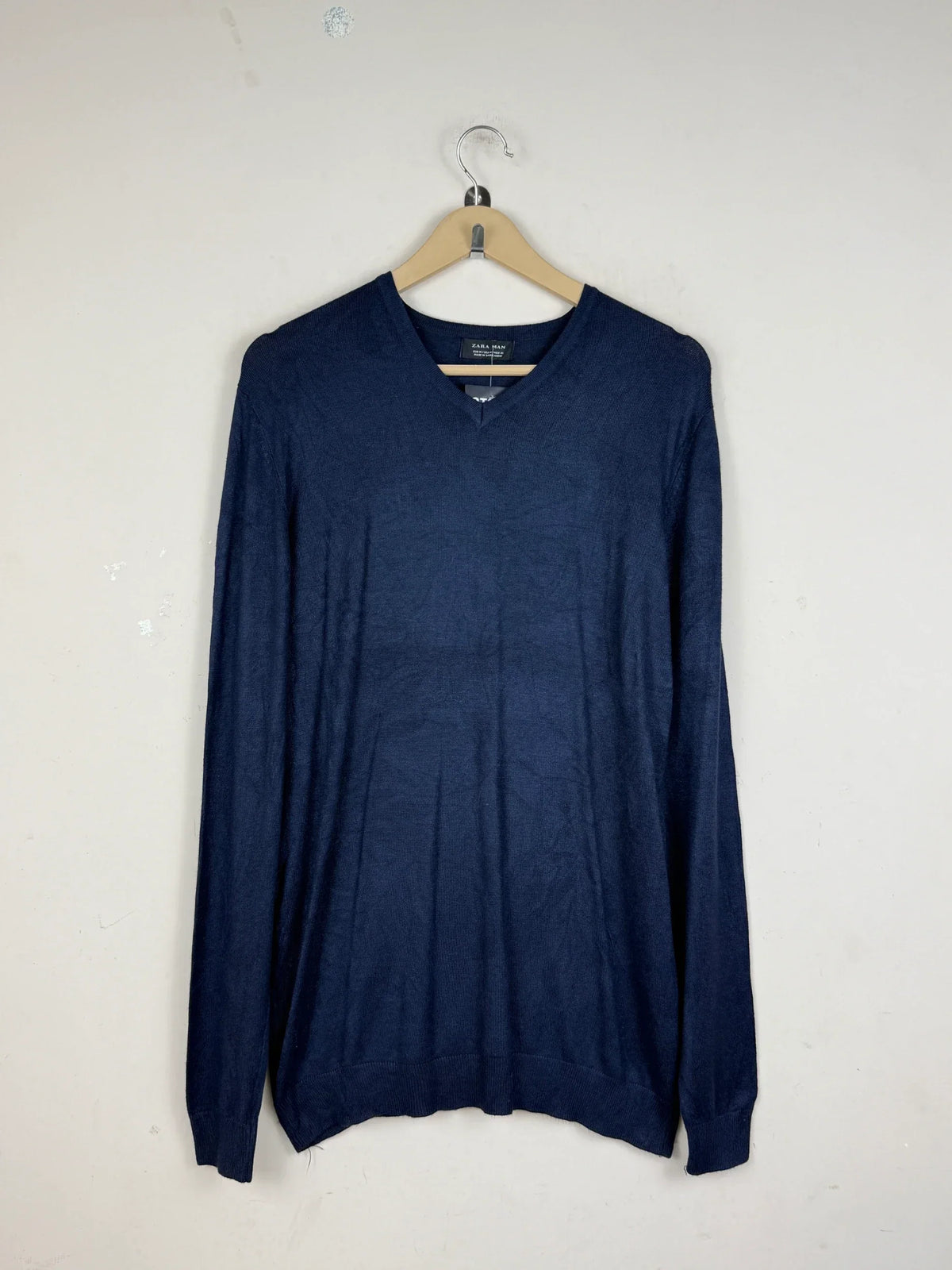 Shop Excellent Men's Jumpers & Sweaters by Zara | Preloved Branded Clothes | Blue Viscose | Men | OTS Thrift Store Islamabad Pakistan