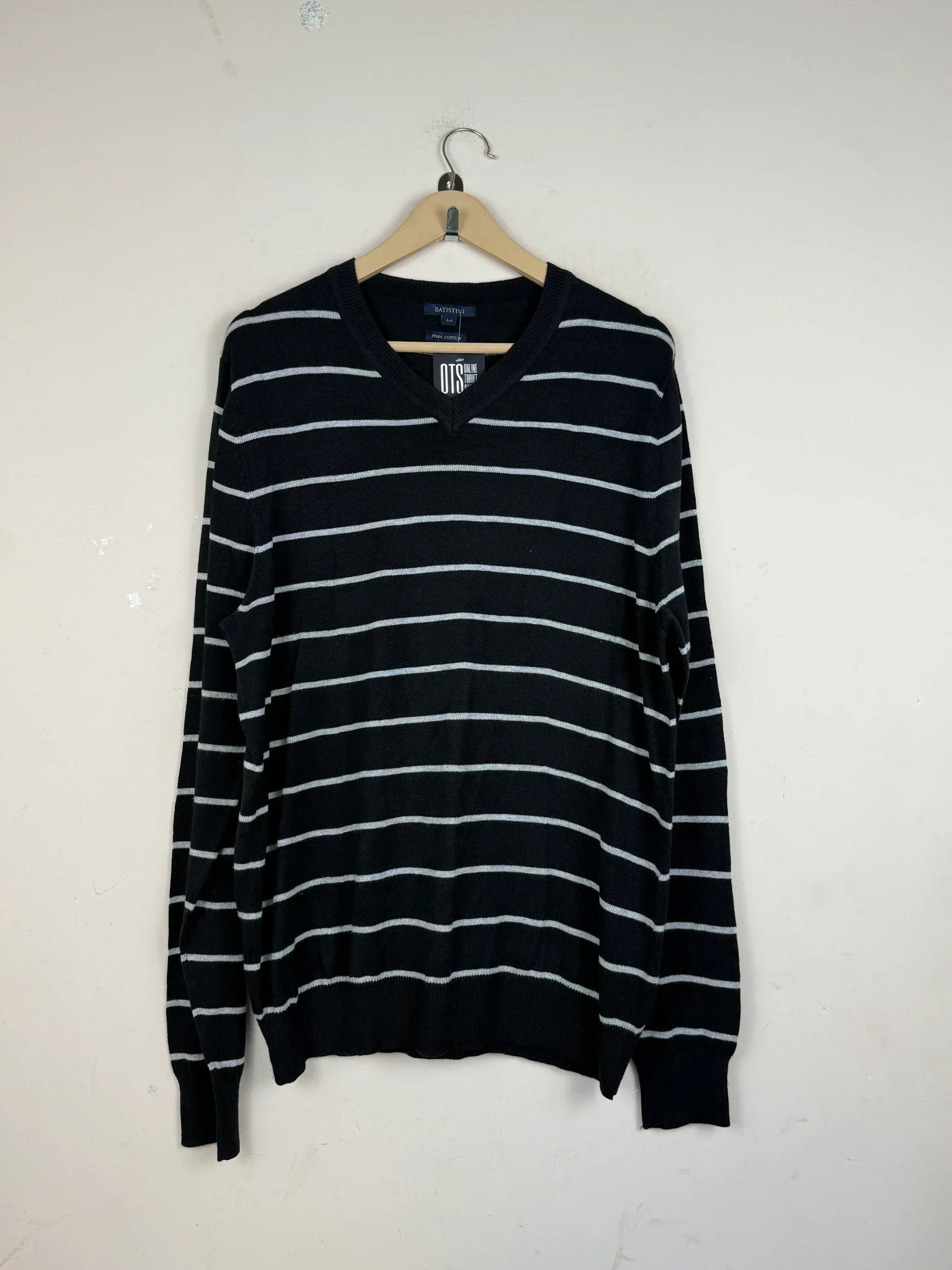 Preloved Excellent Men's Jumpers & Sweaters by batistini, Black & White cotton for Men - OTS Thrift Shop Lahore Pakistan