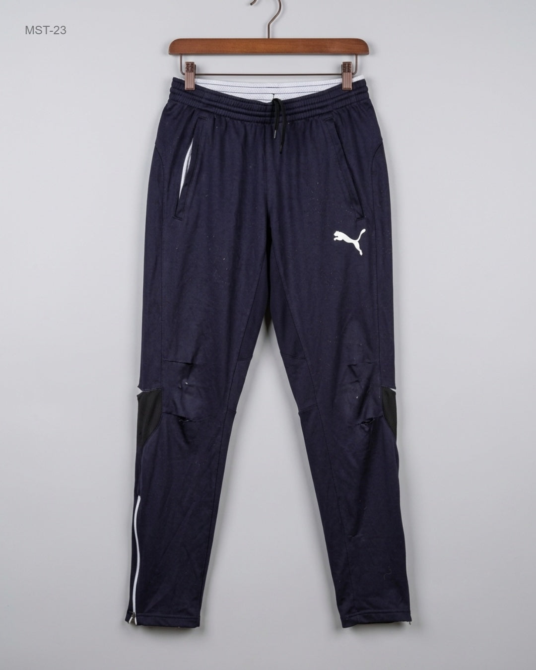 Secondhand Branded Men Sports Trousers by Puma, Blue Polyester fabric, Excellent condition, for MENS - Online Thrift Shop Karachi Pakistan