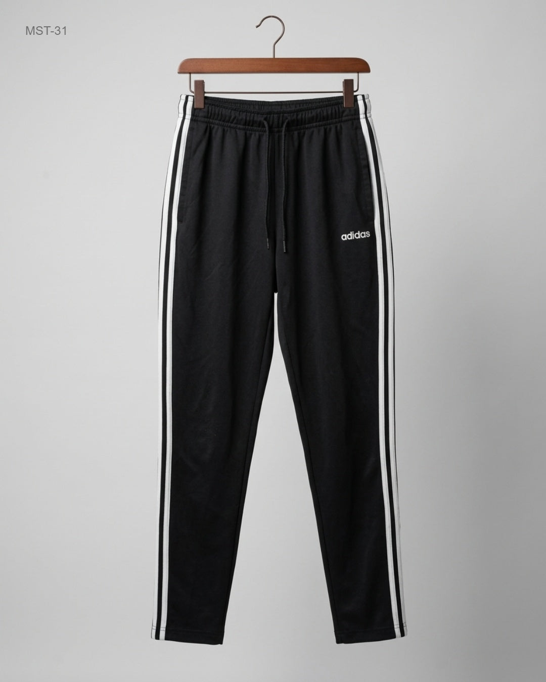 Secondhand Branded Men Sports Trousers by ADIDAS, Black Polyester fabric, Excellent condition, for MENS - Online Thrift Shop Islamabad Pakistan