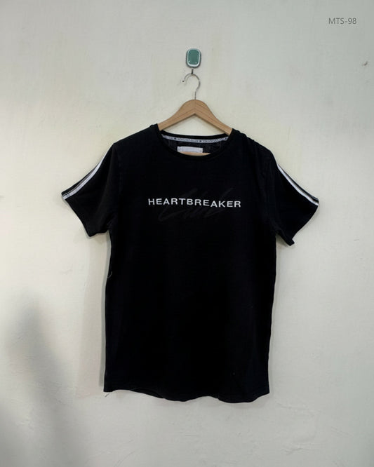 Mens Tshirts | HEARTBREAK | Preloved Branded | Black Cotton | Premium | OTS Thrift Store Karachi Pakistan