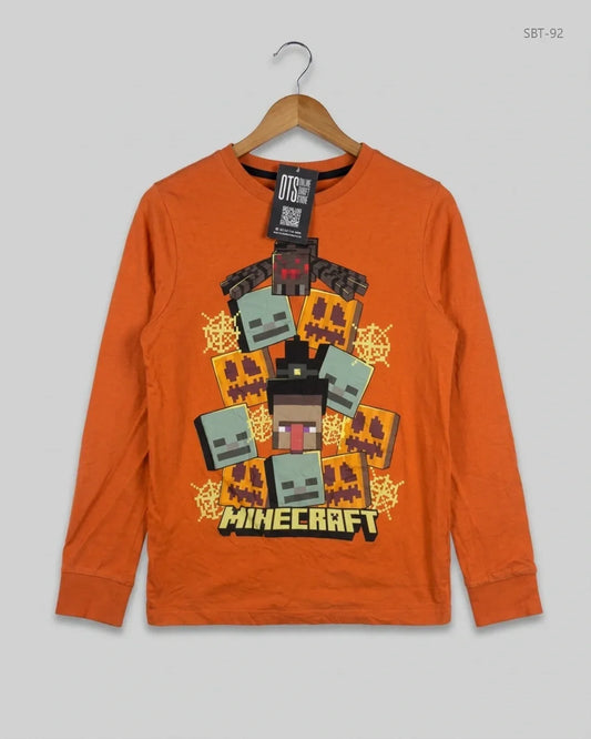 Premium Condition Boys Summer Tops | Preloved Minecraft | Orange Cotton | Thrift Shop for Boys Karachi Pakistan | OTS