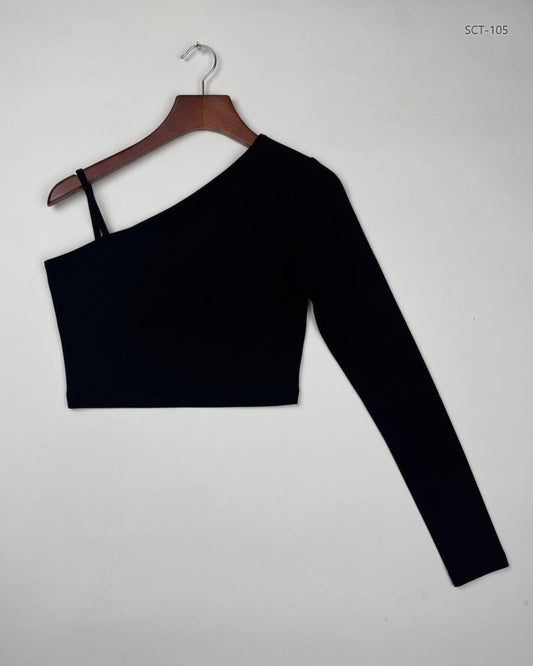 Preloved Premium Summer Crop Tops by Shein, Black Polyester for Womens - OTS Thrift Shop Peshawar Pakistan