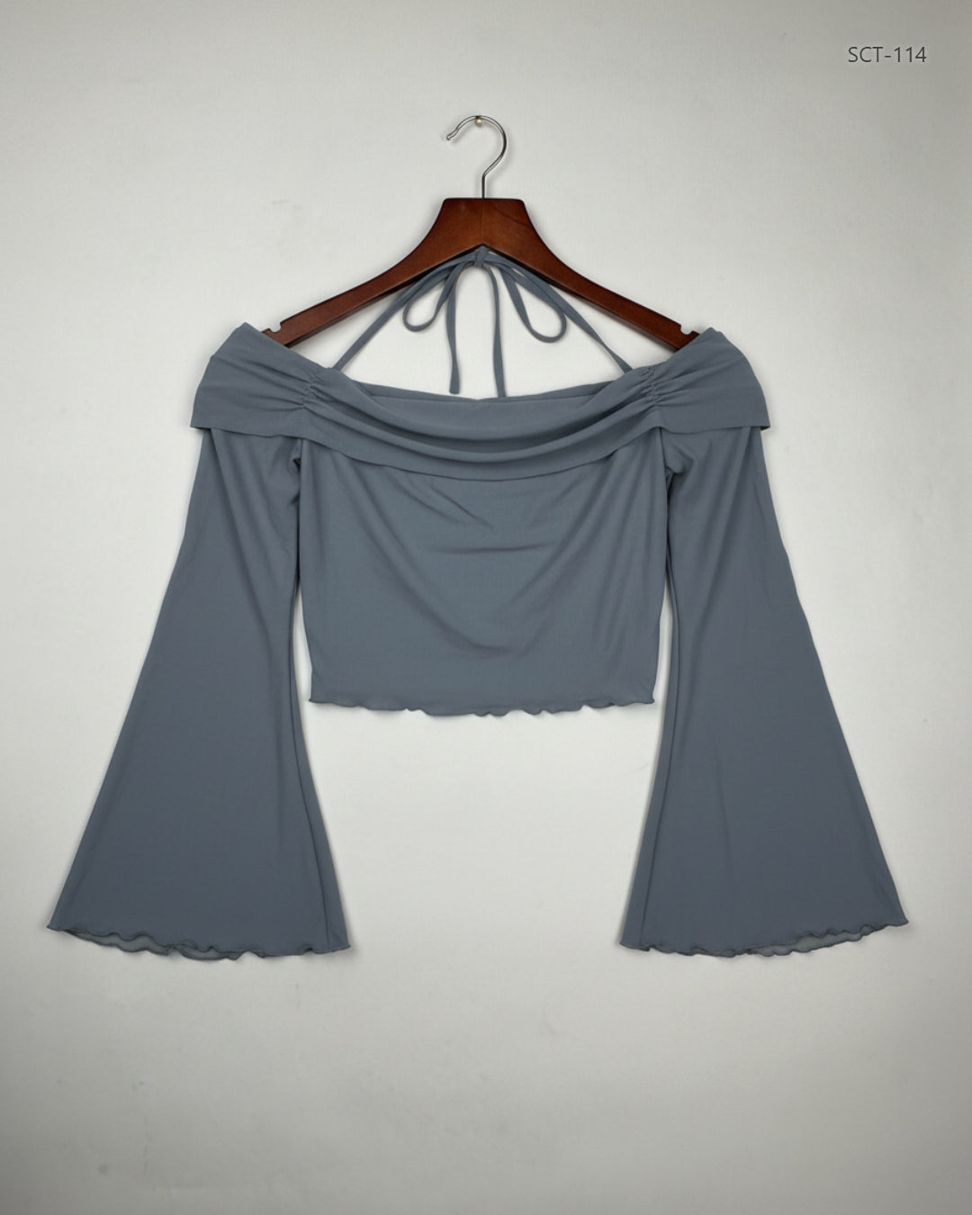 Preloved Premium Summer Crop Tops by Shein, Gray Polyester for Womens - OTS Thrift Shop Peshawar Pakistan