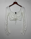 Secondhand Branded Summer Crop Tops by Shein, White Polyester fabric, Premium condition, for Womens - Online Thrift Shop Peshawar Pakistan