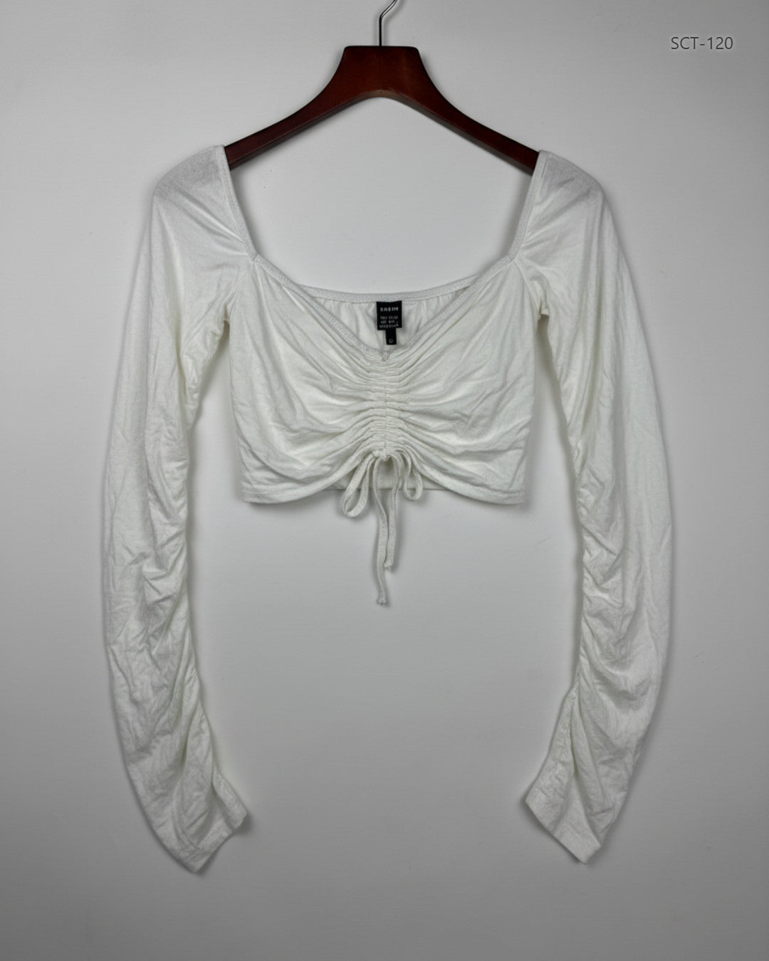 Secondhand Branded Summer Crop Tops by Shein, White Polyester fabric, Premium condition, for Womens - Online Thrift Shop Peshawar Pakistan