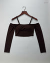 Secondhand Branded Summer Crop Tops by Cut Label, Brown Polyester fabric, Premium condition, for Womens - Online Thrift Shop Islamabad Pakistan