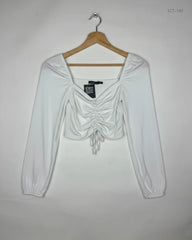 Premium Condition Summer Crop Tops | Preloved Boohoo | White Polyester | Thrift Shop for Womens Peshawar Pakistan | OTS