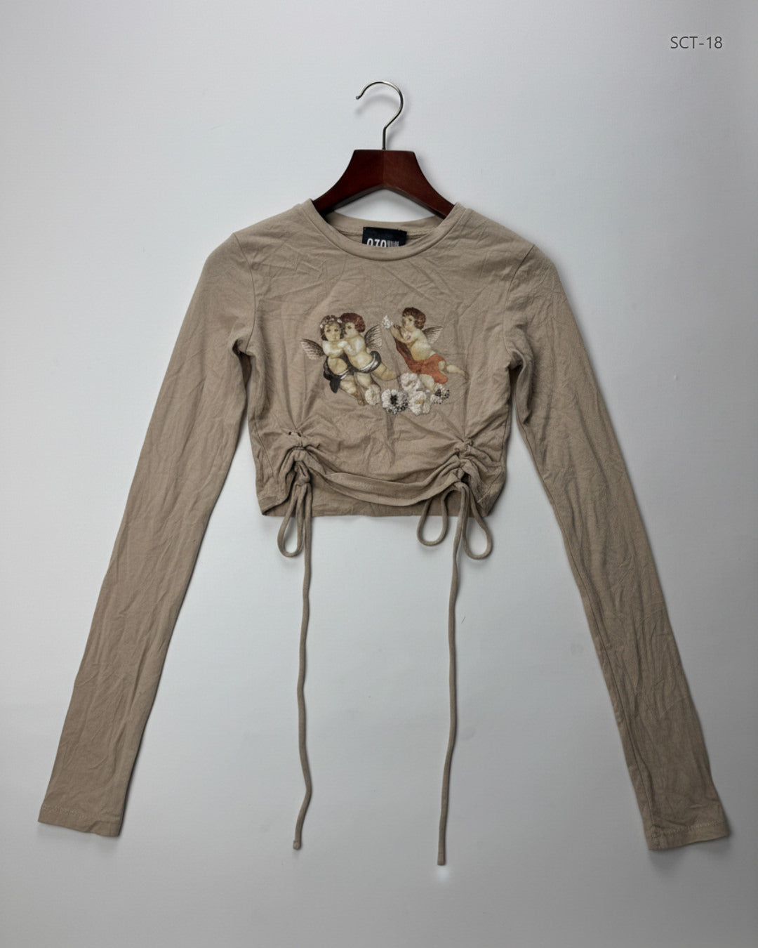 Shop Premium Summer Crop Tops by Bershka | Preloved Branded Clothes | Beige Cotton | Womens | OTS Thrift Store Islamabad Pakistan