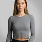 Preloved Premium Summer Crop Tops by HOLLISTER, Grey Cotton for Womens - OTS Thrift Shop Peshawar Pakistan