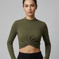 Shop Premium Summer Crop Tops by Glamorous | Preloved Branded Clothes | Olive Polyester | Womens | OTS Thrift Store Karachi Pakistan