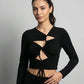 Summer Crop Tops | CUT LABEL | Preloved Branded | Black Polyester & Cotton | Premium | OTS Thrift Store Islamabad Pakistan