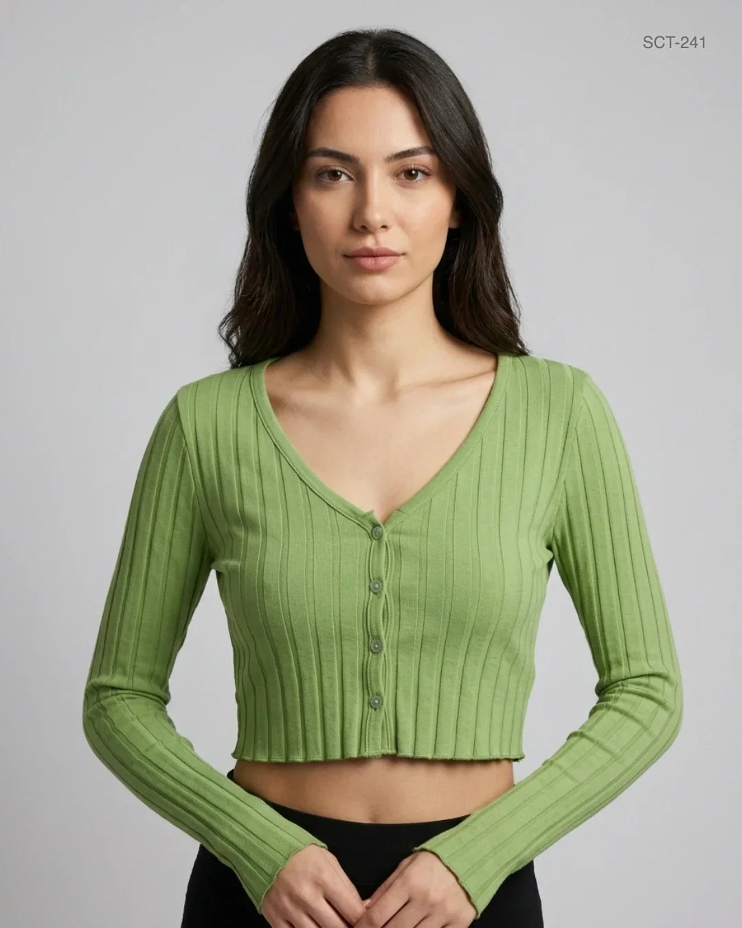 UK Imported secondhand Summer Crop Tops - Shein brand, Green Cotton, Premium condition, for Womens - Online Thrift Store Peshawar Pakistan
