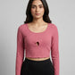 Preloved Premium Summer Crop Tops by Shein, Maroon Cotton for Womens - OTS Thrift Shop Peshawar Pakistan