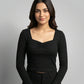 UK Imported secondhand Summer Crop Tops - CUT LABEL brand, Black Polyester, Premium condition, for Womens - Online Thrift Store Lahore Pakistan