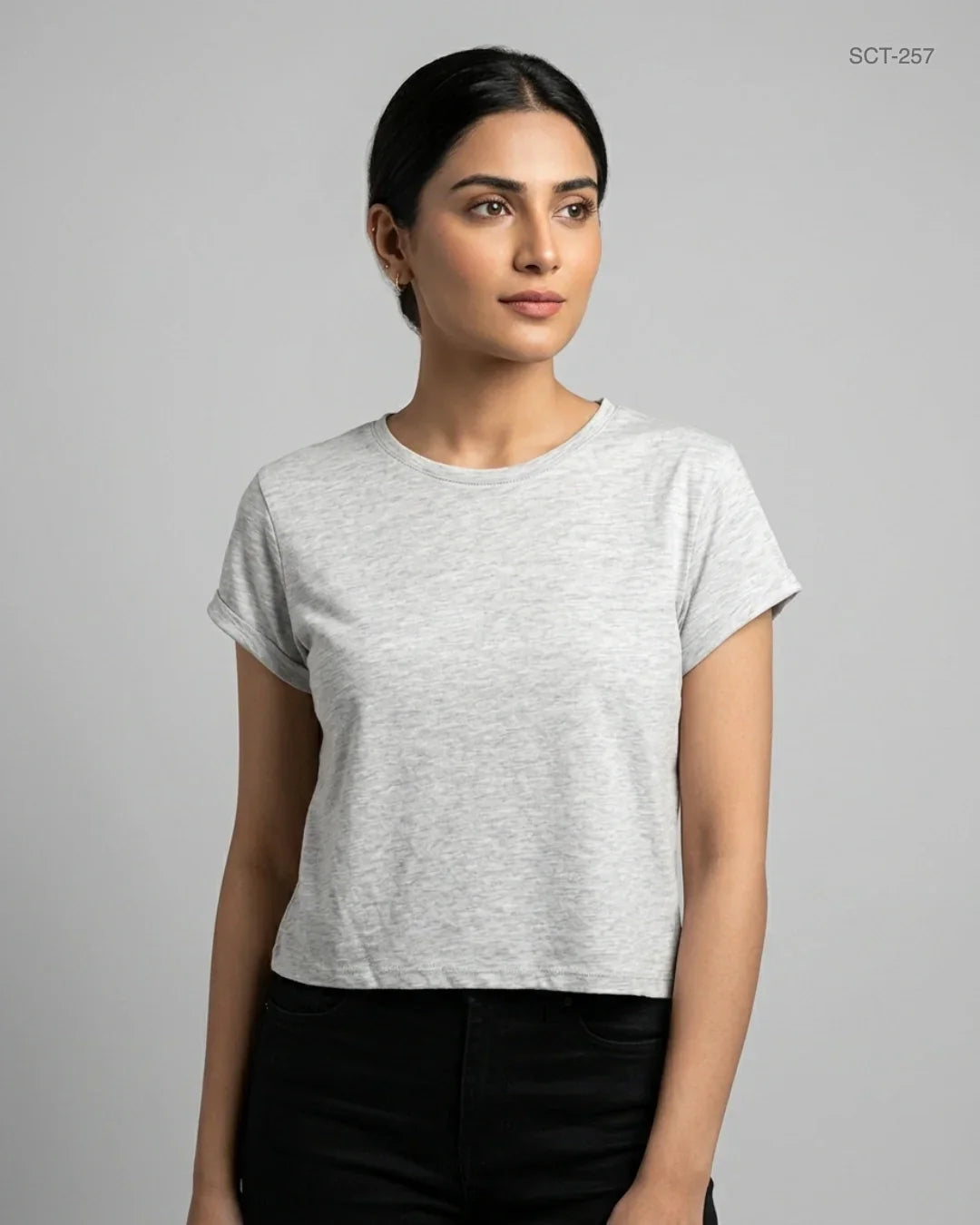 Preloved Premium Summer Crop Tops by H&M, Gray Cotton for Womens - OTS Thrift Shop Islamabad Pakistan