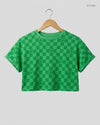 Preloved Premium Summer Crop Tops by DUNNES STORE, Green Cotton for Womens - OTS Thrift Shop Peshawar Pakistan