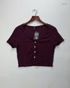 Secondhand Branded Summer Crop Tops by Shein, Maroon Cotton fabric, Premium condition, for Womens - Online Thrift Shop Karachi Pakistan