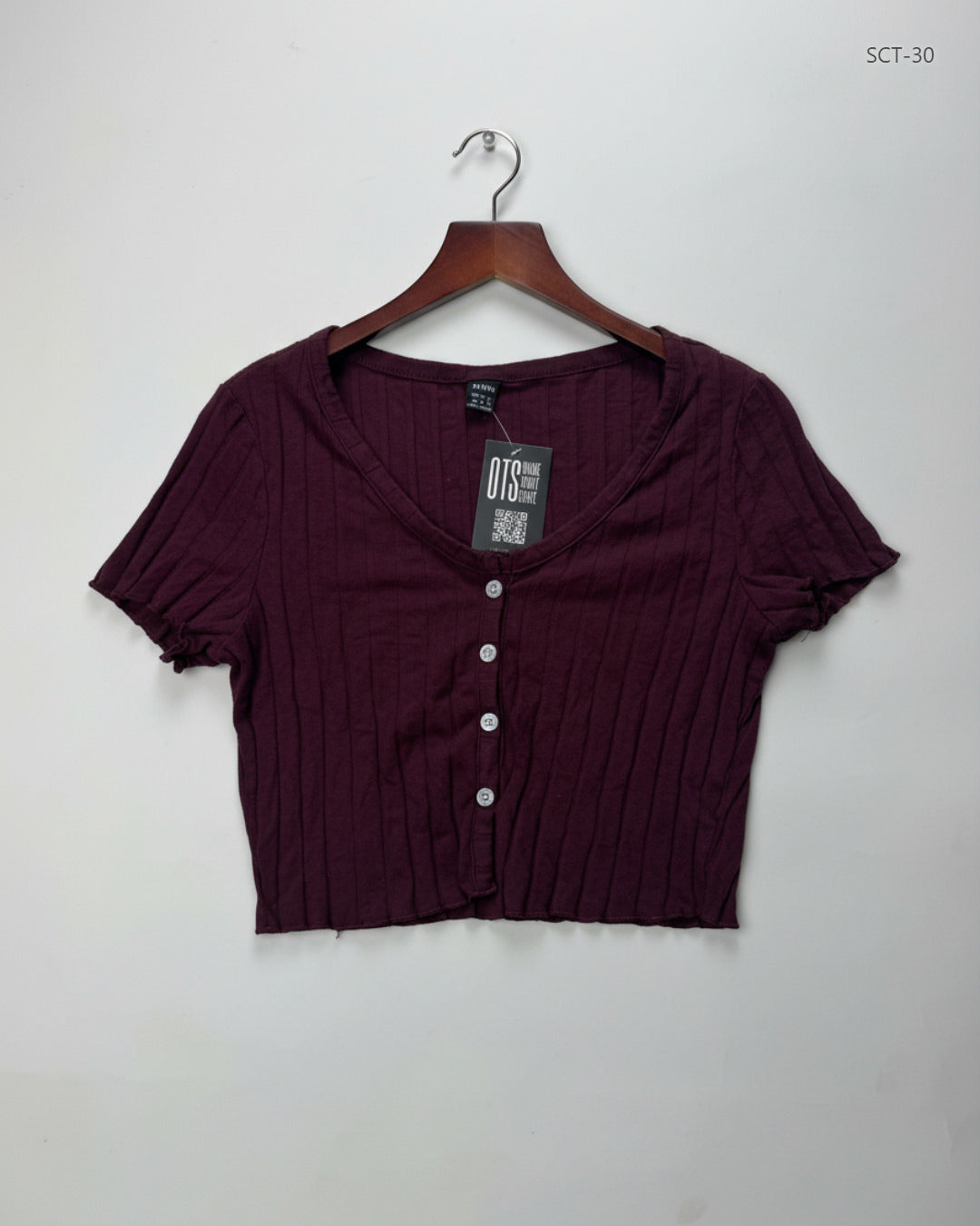 Secondhand Branded Summer Crop Tops by Shein, Maroon Cotton fabric, Premium condition, for Womens - Online Thrift Shop Karachi Pakistan
