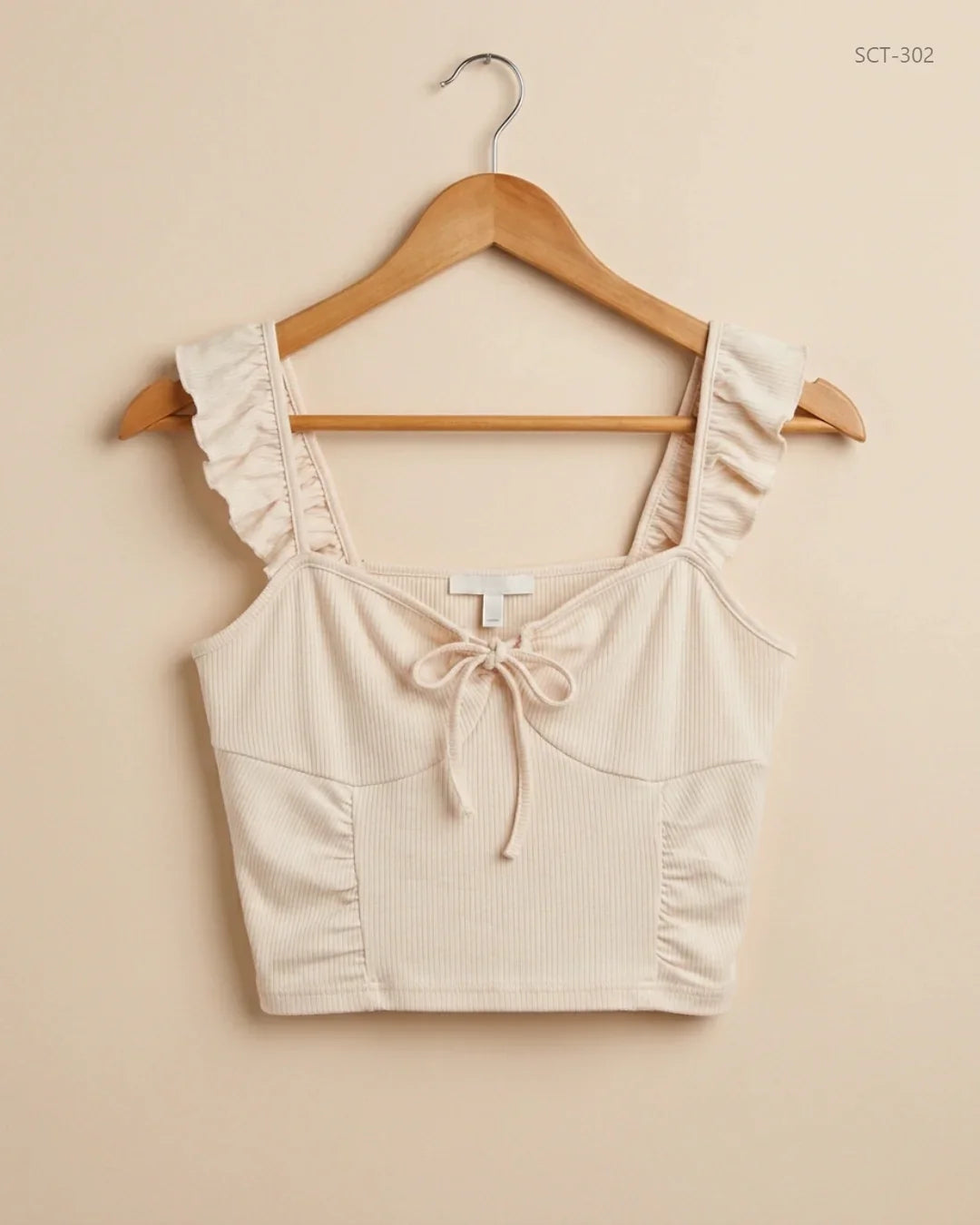 Preloved Premium Summer Crop Tops by cider, Beige Polyester for Womens - OTS Thrift Shop Lahore Pakistan
