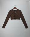 UK Imported secondhand Summer Crop Tops - Boohoo brand, Brown Polyester, Premium condition, for Womens - Online Thrift Store Islamabad Pakistan