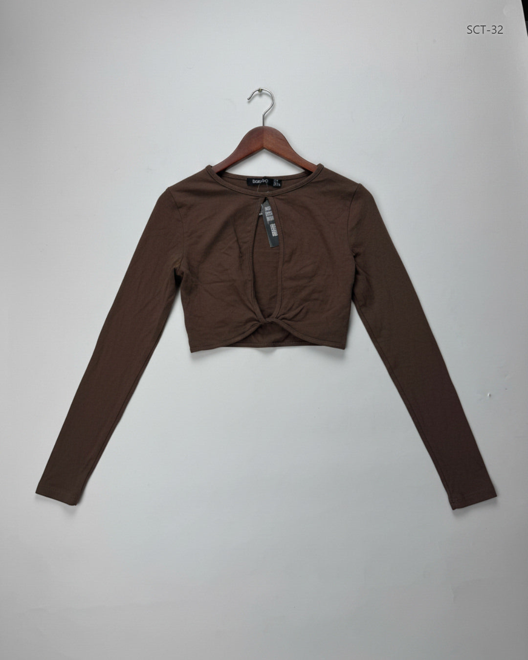 UK Imported secondhand Summer Crop Tops - Boohoo brand, Brown Polyester, Premium condition, for Womens - Online Thrift Store Islamabad Pakistan