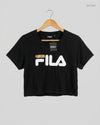 Shop Premium Summer Crop Tops by Fila | Preloved Branded Clothes | Black Cotton | Womens | OTS Thrift Store Karachi Pakistan