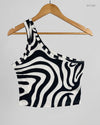 Secondhand Branded Summer Crop Tops by Shein, Black & White Polyester fabric, Premium condition, for Womens - Online Thrift Shop Karachi Pakistan