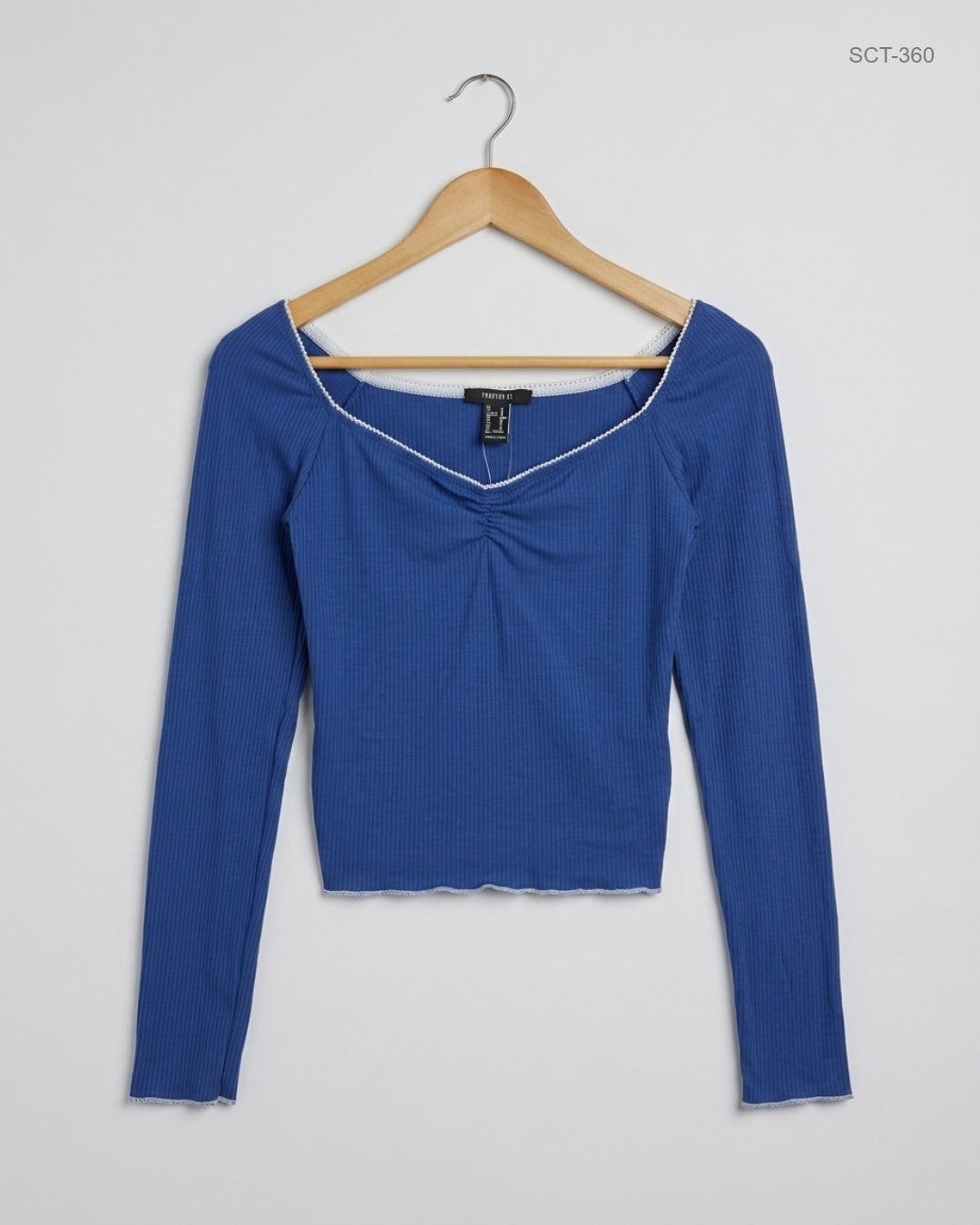 UK Imported secondhand Summer Crop Tops - Forever 21 brand, Blue Cotton, Premium condition, for Womens - Online Thrift Store Peshawar Pakistan