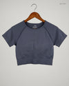 Shop Premium Summer Crop Tops by Unknown | Preloved Branded Clothes | Grey Polyester | Womens | OTS Thrift Store Peshawar Pakistan