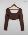 UK Imported secondhand Summer Crop Tops - Bershka brand, Brown Polyester, Premium condition, for Womens - Online Thrift Store Karachi Pakistan