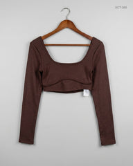 UK Imported secondhand Summer Crop Tops - Bershka brand, Brown Polyester, Premium condition, for Womens - Online Thrift Store Karachi Pakistan