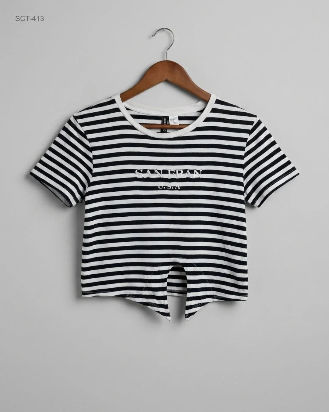 Shop Premium Summer Crop Tops by H&M | Preloved Branded Clothes | Black & White Cotton | Womens | OTS Thrift Store Peshawar Pakistan