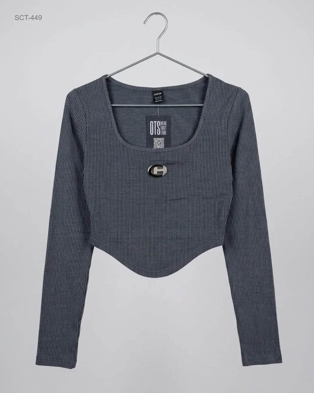Summer Crop Tops | Shein | Preloved Branded | Grey Cotton | Excellent | OTS Thrift Store Peshawar Pakistan