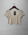 Shop Premium Summer Crop Tops by Shein | Preloved Branded Clothes | OffWhite Polyester | Womens | OTS Thrift Store Peshawar Pakistan