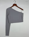 Secondhand Branded Summer Crop Tops by kookai, Grey Polyester fabric, Premium condition, for Womens - Online Thrift Shop Peshawar Pakistan