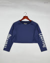 Summer Crop Tops | CUT LABEL | Preloved Branded | Navy Blue Polyester | Premium | OTS Thrift Store Lahore Pakistan