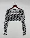 Shop Premium Summer Crop Tops by PULL&Bear | Preloved Branded Clothes | Black & White Polyester | Womens | OTS Thrift Store Peshawar Pakistan