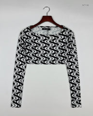Shop Premium Summer Crop Tops by PULL&Bear | Preloved Branded Clothes | Black & White Polyester | Womens | OTS Thrift Store Peshawar Pakistan