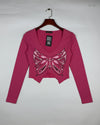 Secondhand Branded Summer Crop Tops by Shein, Pink Cotton fabric, Premium condition, for Womens - Online Thrift Shop Peshawar Pakistan