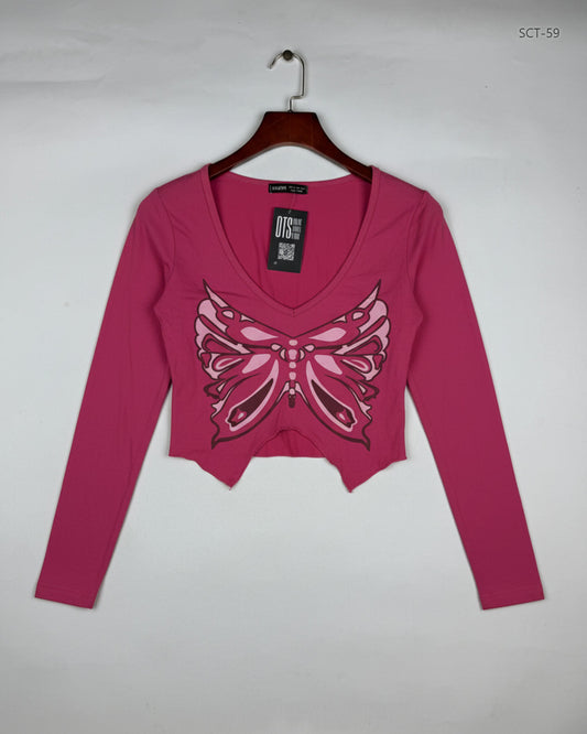 Secondhand Branded Summer Crop Tops by Shein, Pink Cotton fabric, Premium condition, for Womens - Online Thrift Shop Peshawar Pakistan